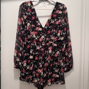 Floral Sheer Sleeve Romper